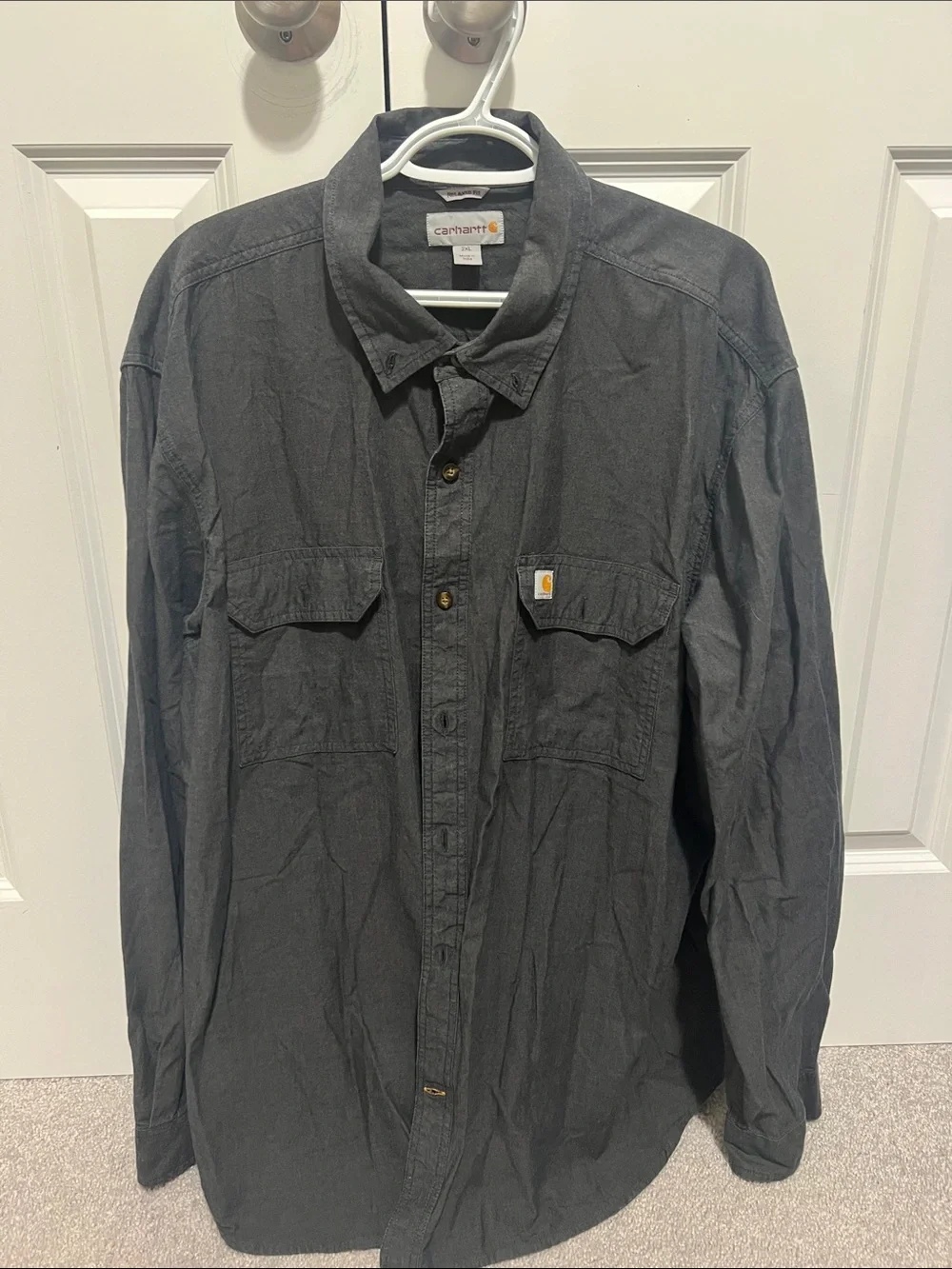 Carhartt Men’s Charcoal Button-Up Work Shirt